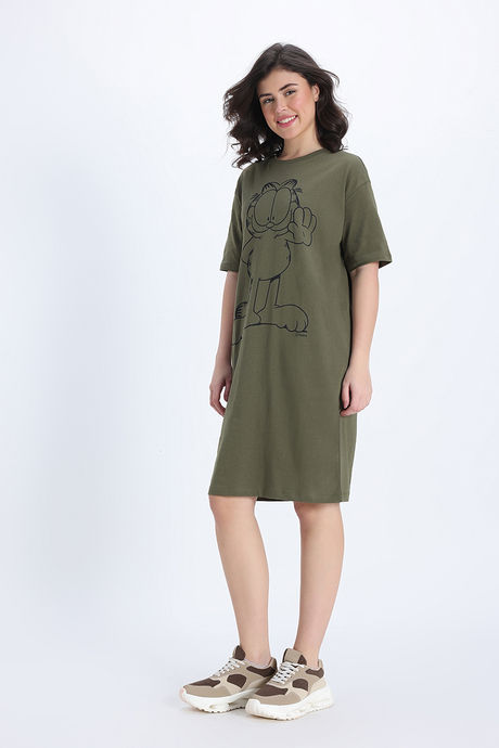 Zivame Knit Cotton Loungewear Dress - Grape Leaf — image 3